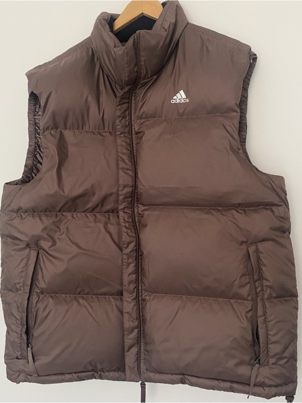 Adidas Taupe Quilted Vest with Black Trim